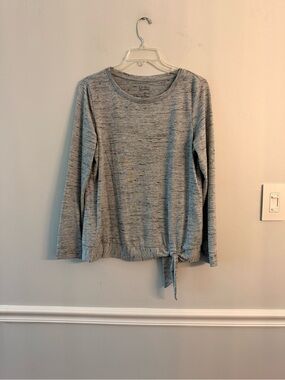 croft & barrow Heather Gray Crewneck Long Sleeve Tie-Hem Sweater